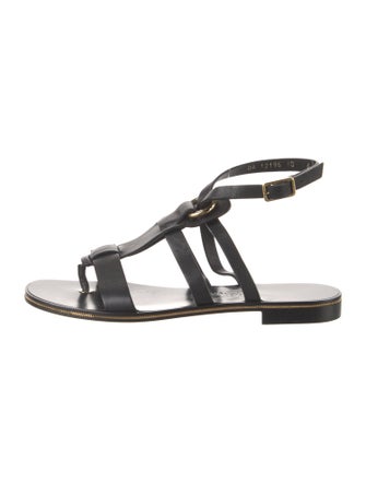 Ferragamo Leather Chain-Link Accents Gladiator Sandals