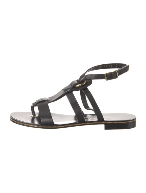 Ferragamo Leather Chain-Link Accents Gladiator Sandals