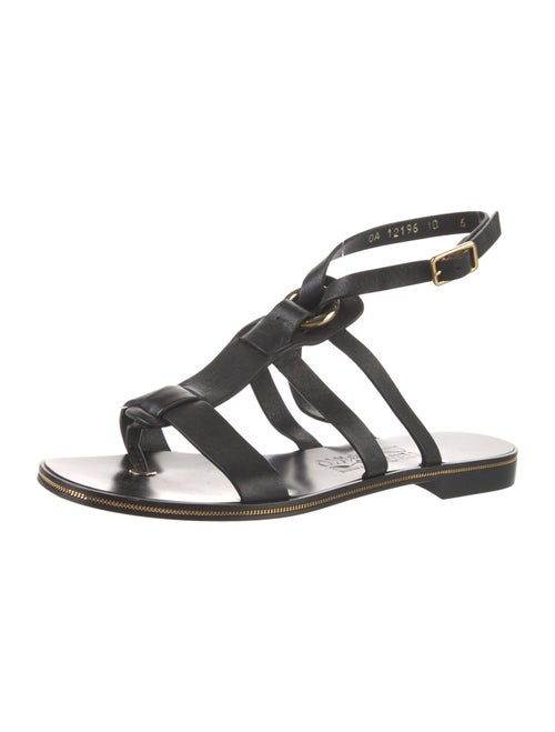 Ferragamo Leather Chain-Link Accents Gladiator Sandals