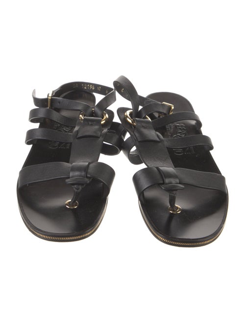 Ferragamo Leather Chain-Link Accents Gladiator Sandals