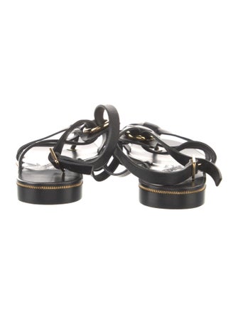 Ferragamo Leather Chain-Link Accents Gladiator Sandals