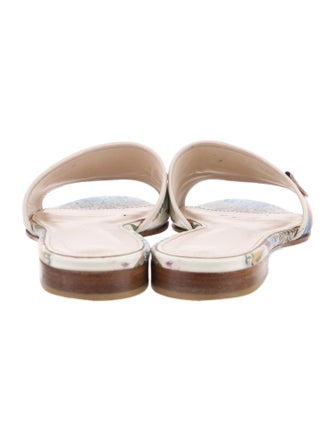 Ferragamo Leather Floral Print Slides