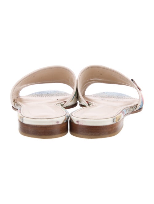 Ferragamo Leather Floral Print Slides