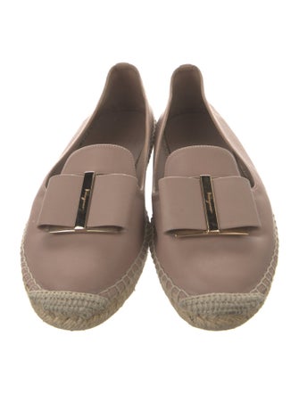 Salvatore Ferragamo Leather Bow Accents Espadrilles