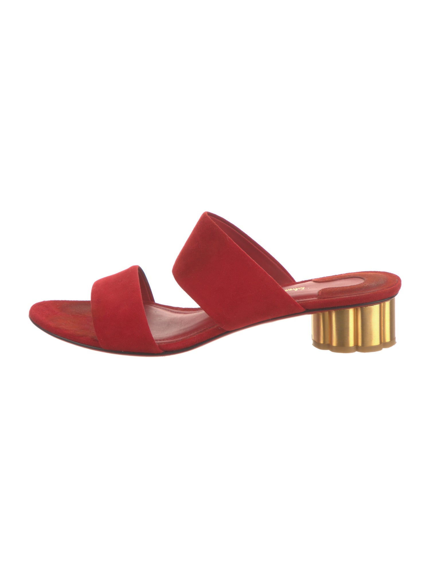 Ferragamo Suede Leather Trim Embellishment Slides