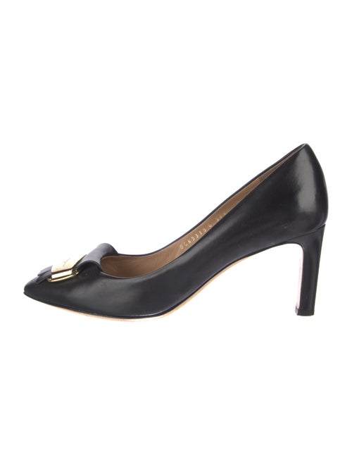 Ferragamo Leather Grosgrain Trim Pumps