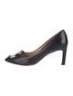 Ferragamo Leather Grosgrain Trim Pumps