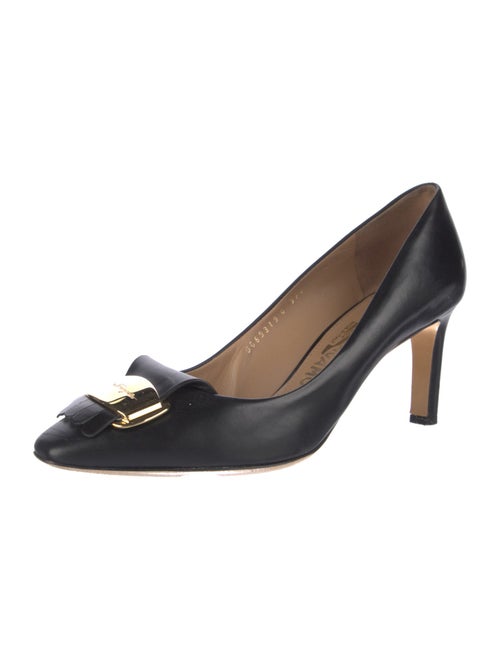 Ferragamo Leather Grosgrain Trim Pumps
