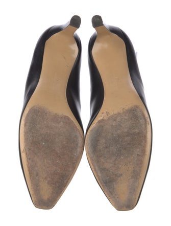 Ferragamo Leather Grosgrain Trim Pumps