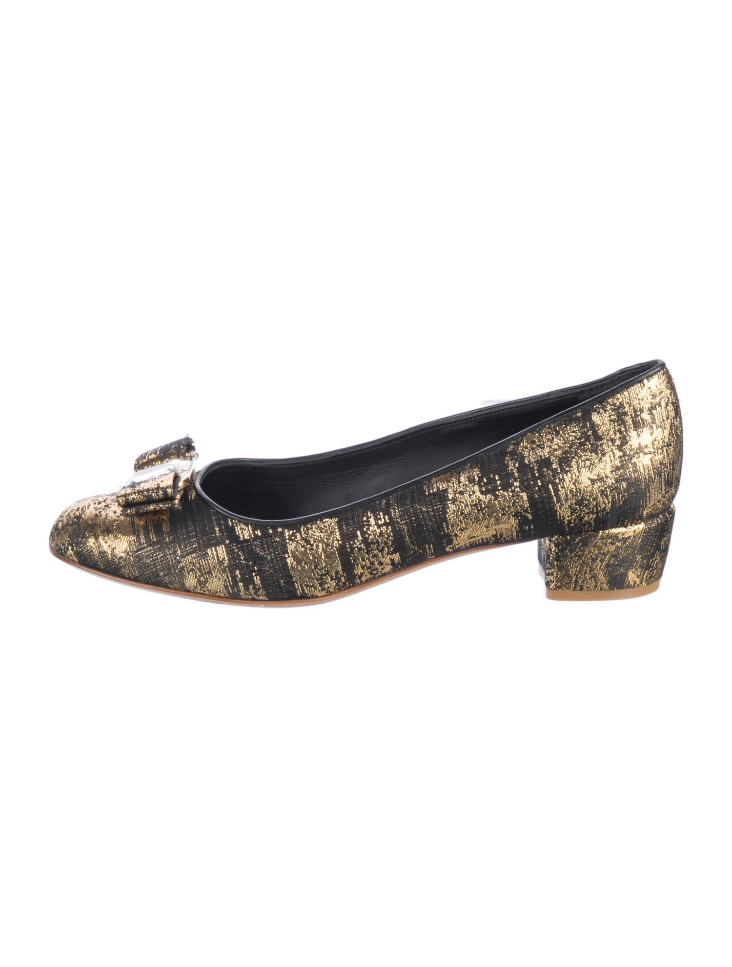 Ferragamo Printed Bow Accents Ballet Flats