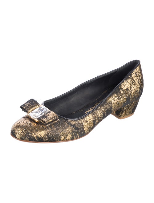 Ferragamo Printed Bow Accents Ballet Flats