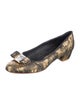 Ferragamo Printed Bow Accents Ballet Flats
