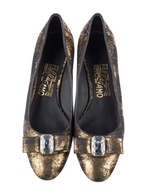 Ferragamo Printed Bow Accents Ballet Flats