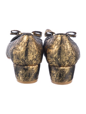 Ferragamo Printed Bow Accents Ballet Flats