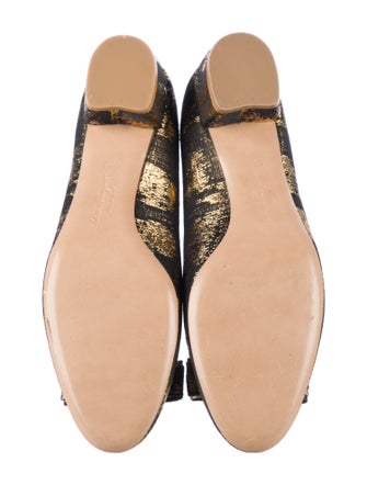 Ferragamo Printed Bow Accents Ballet Flats