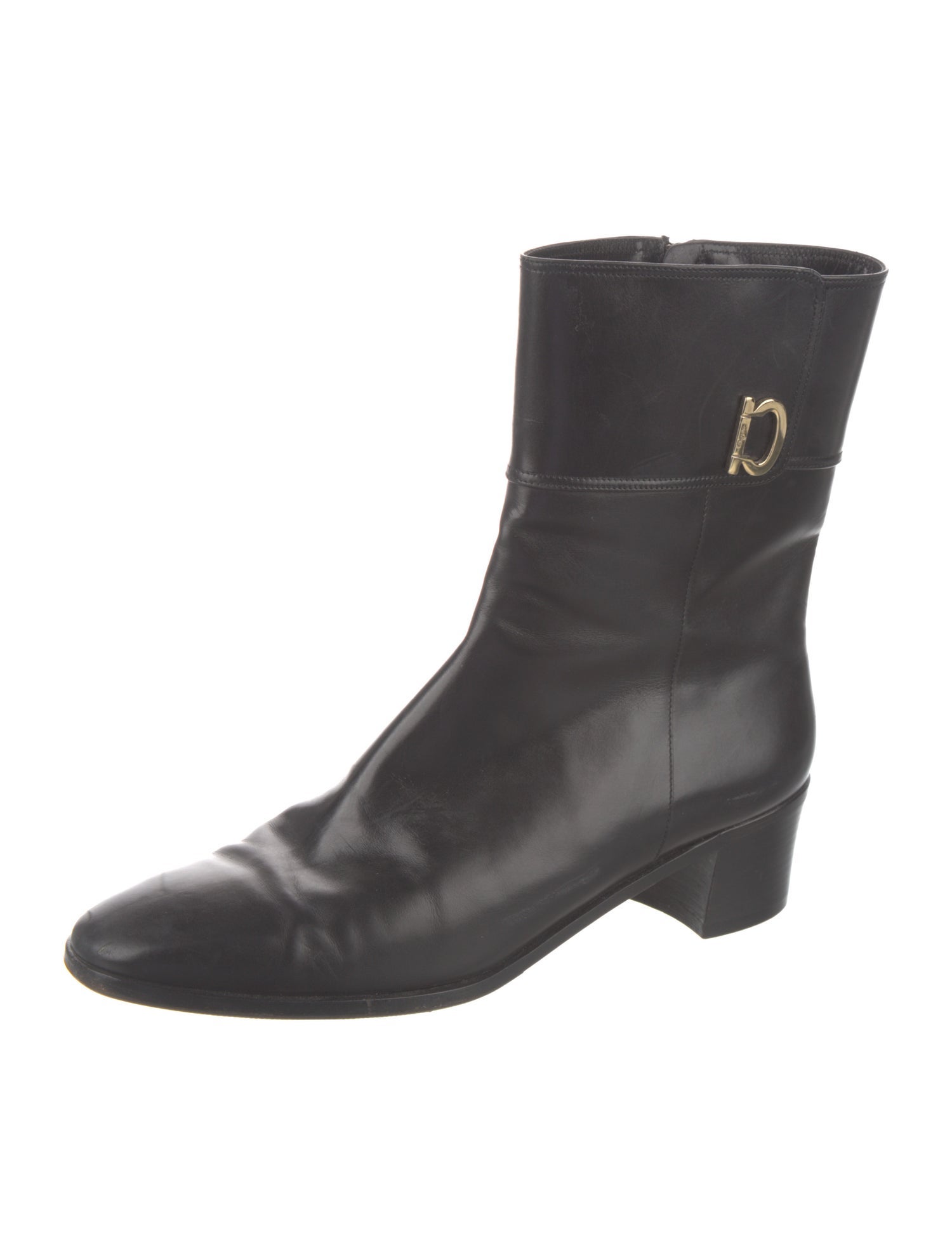 Ferragamo Leather Moto Boots