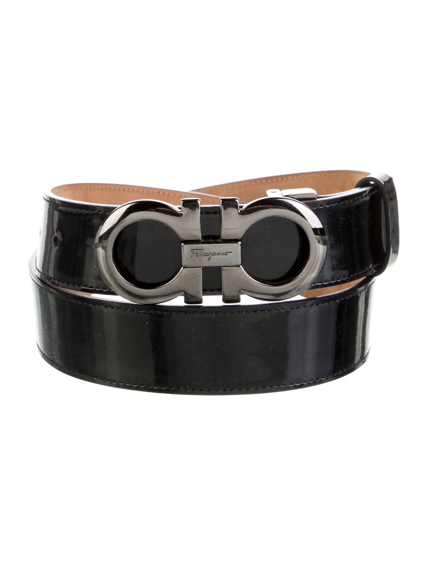 Ferragamo Gancini Logo Patent Leather Belt