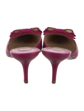 Ferragamo Leather Bow Accents Mules