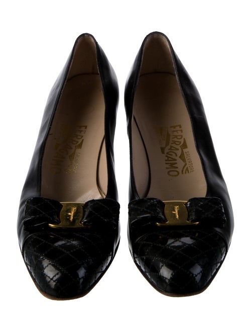 Salvatore Ferragamo Vara Bow Accent Leather Ballet Flats