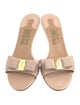 Ferragamo Vara Bow Accent Patent Leather Slides