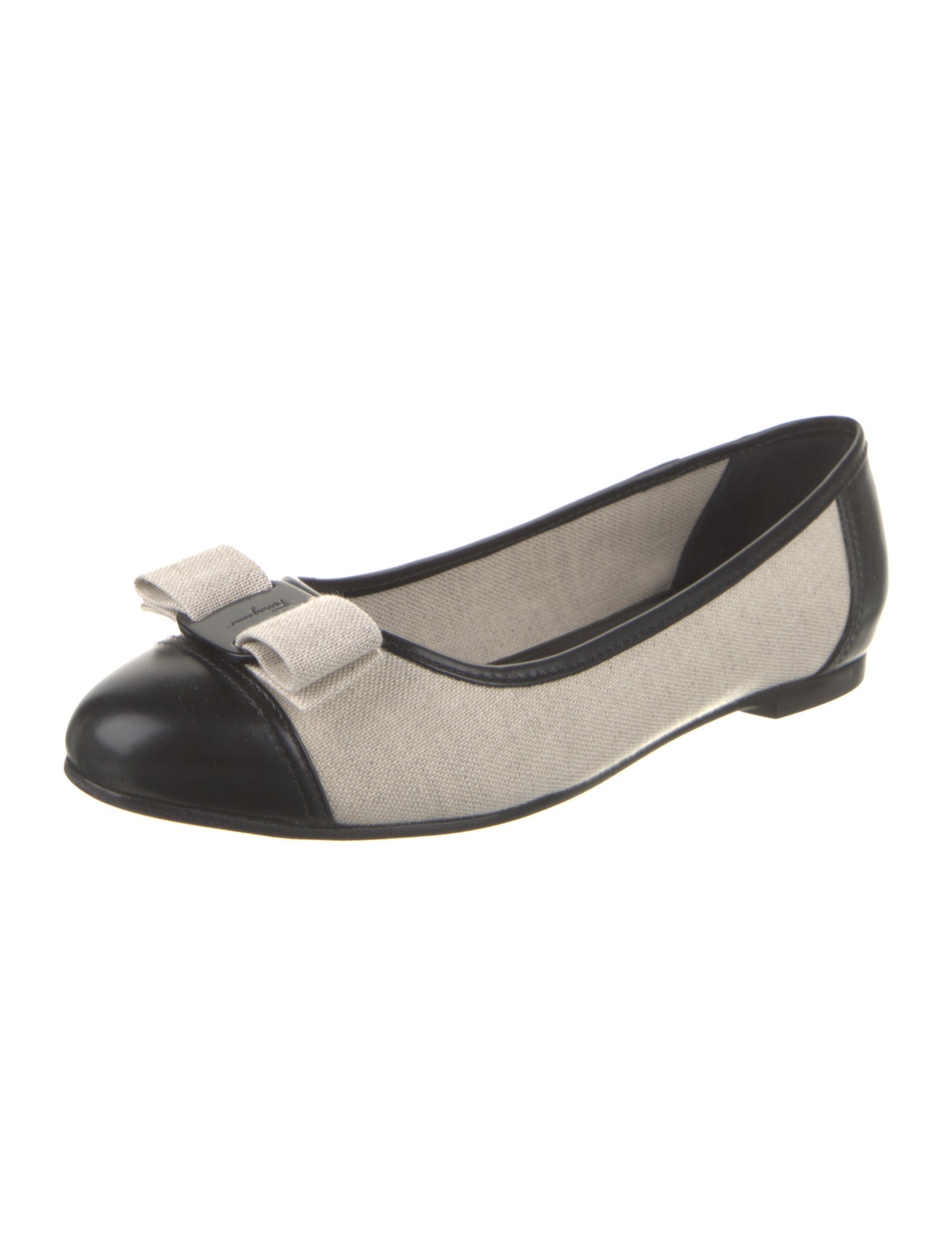 Ferragamo Canvas Colorblock Pattern Ballet Flats