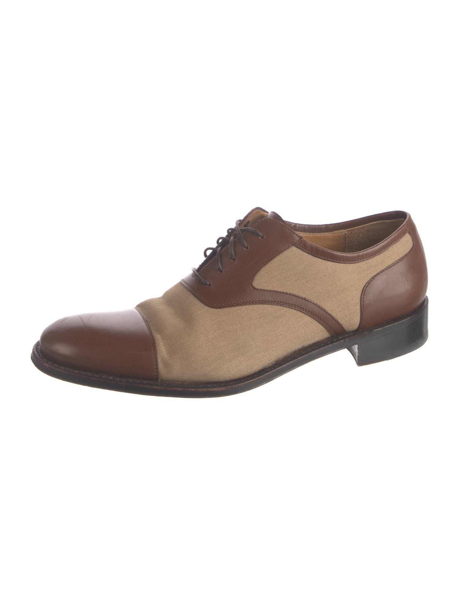 Ferragamo Patent Leather Colorblock Pattern Oxfords