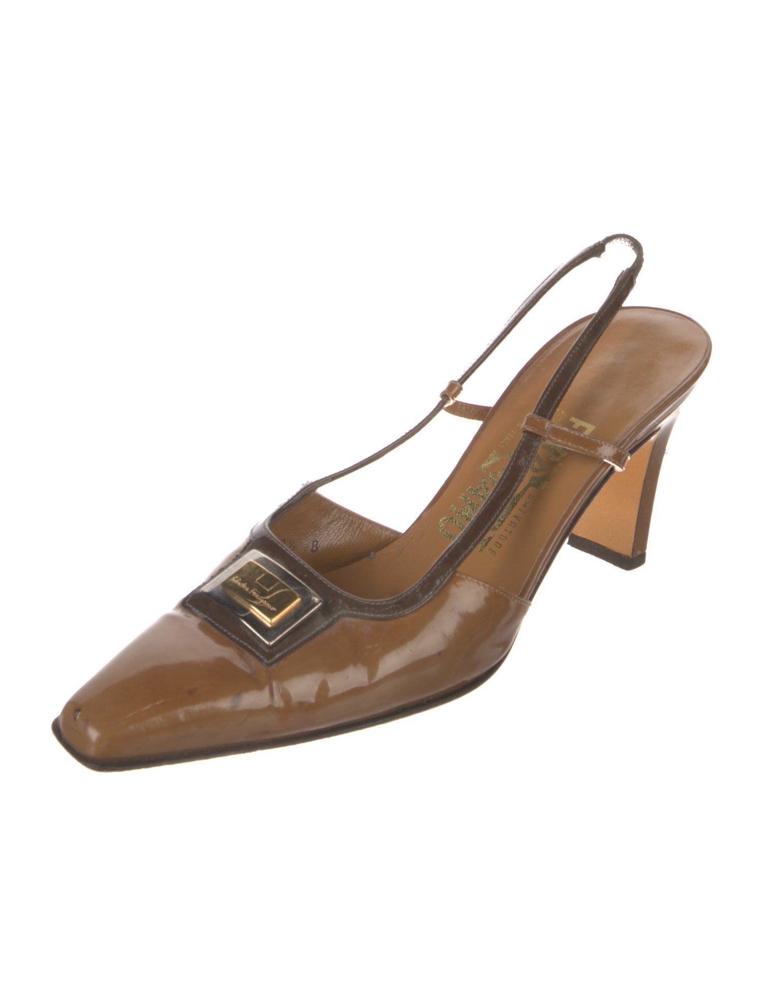 Ferragamo Patent Leather Slingback Pumps