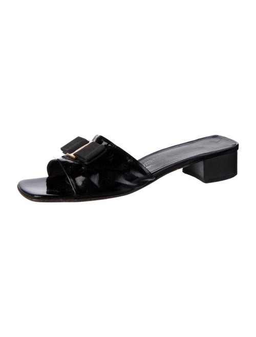 Ferragamo Vara Bow Accent Patent Leather Slides