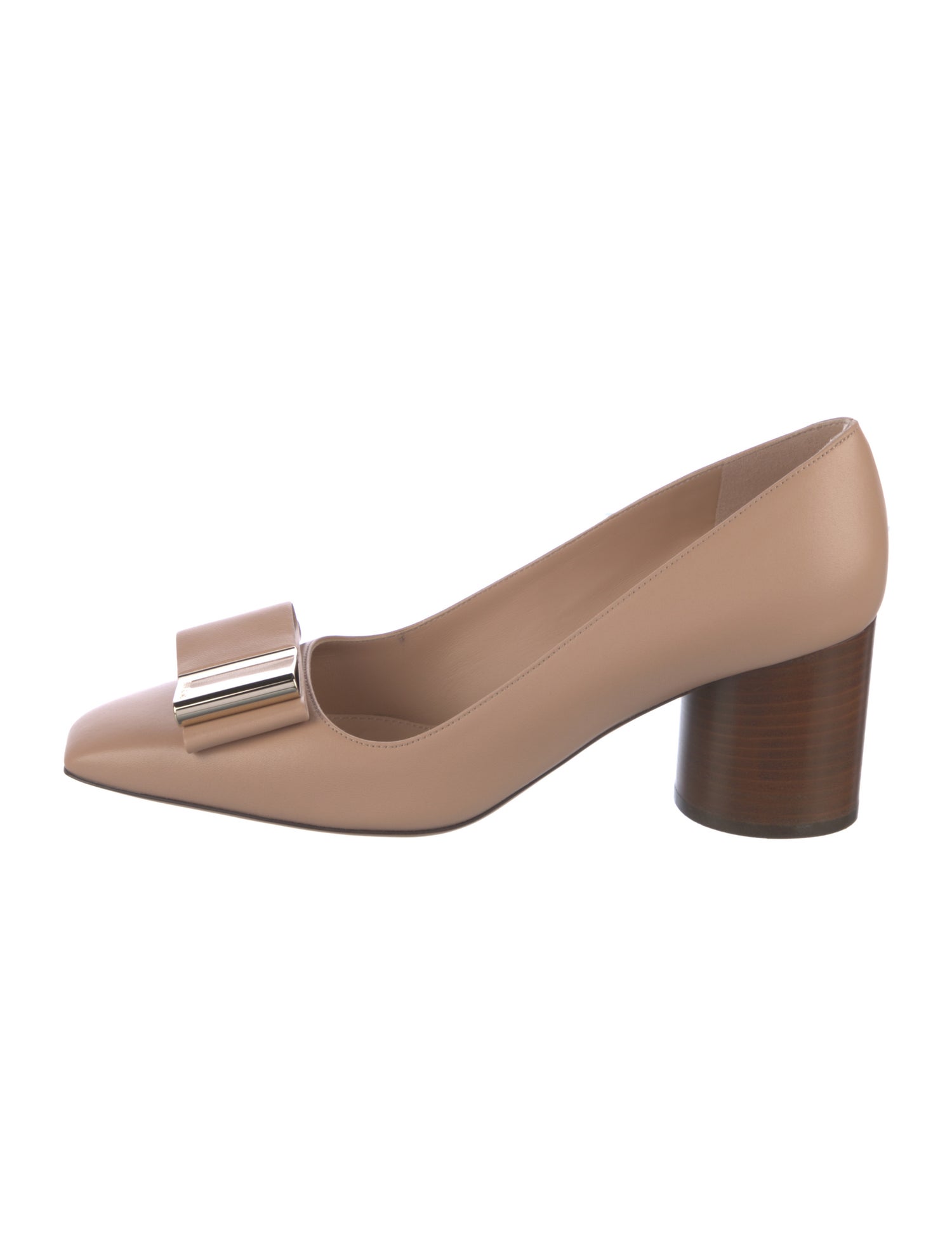 Ferragamo Leather Bow Accents Pumps