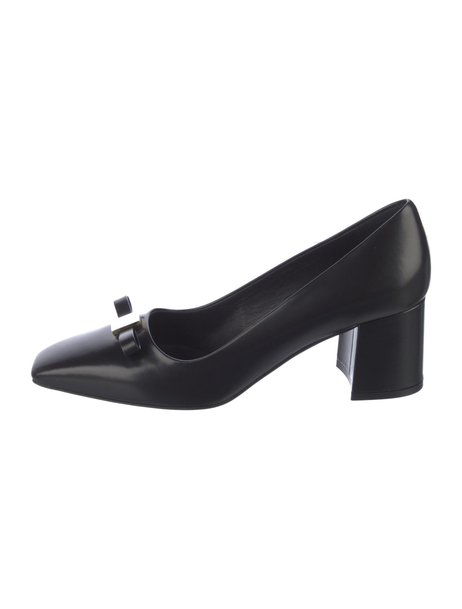 Ferragamo Leather Bow Accents Pumps