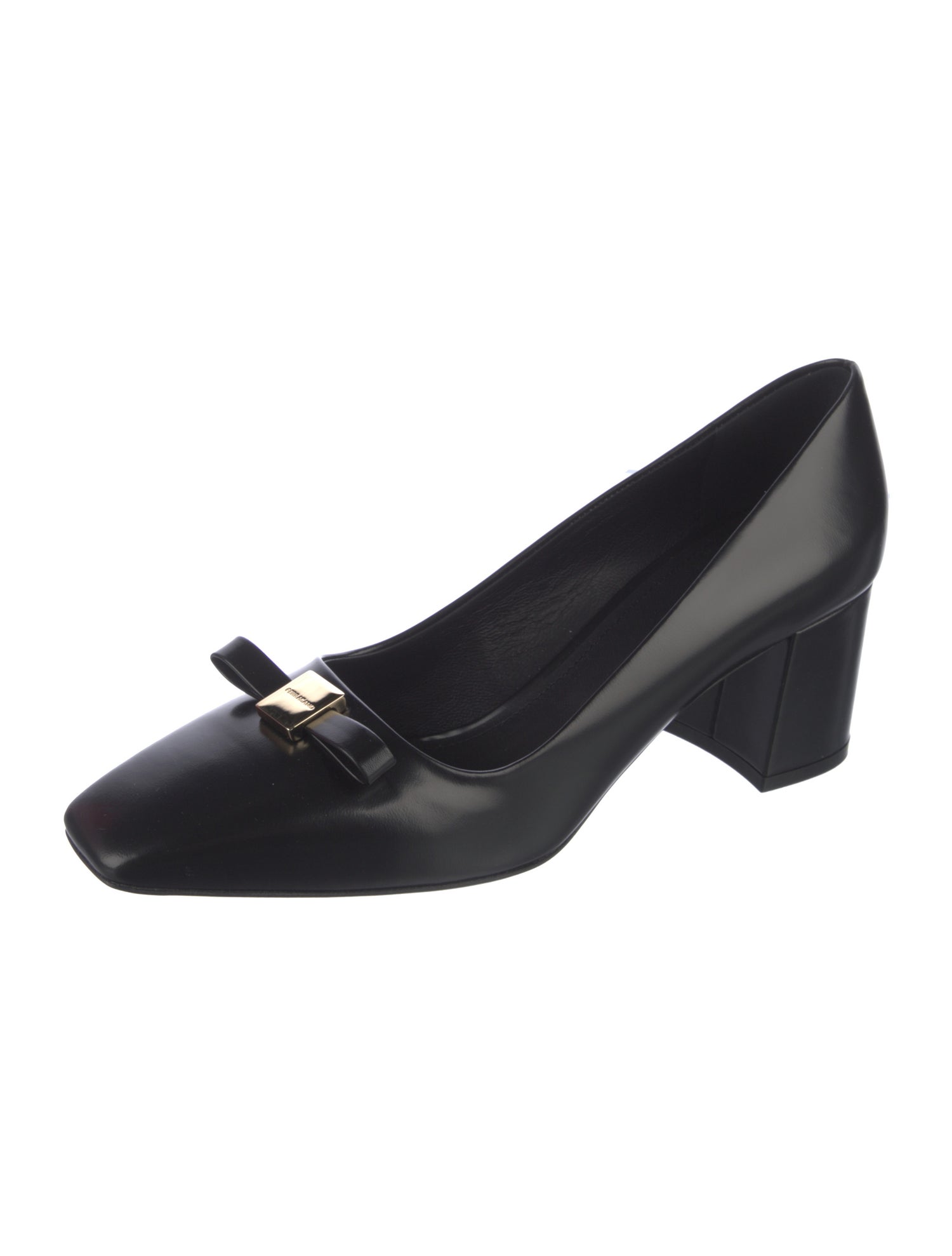 Ferragamo Leather Bow Accents Pumps