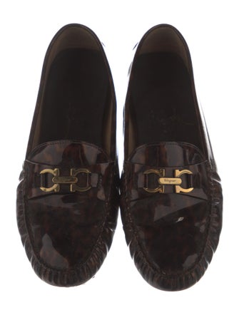 Ferragamo Gancini Logo Patent Leather Loafers