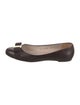 Ferragamo Vara Bow Accent Leather Ballet Flats