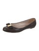 Ferragamo Vara Bow Accent Leather Ballet Flats