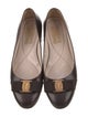 Ferragamo Vara Bow Accent Leather Ballet Flats