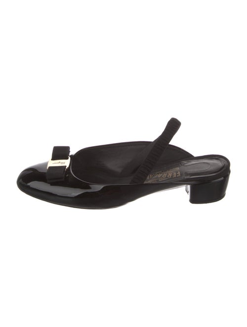 Ferragamo Vara Bow Accent Patent Leather Mules