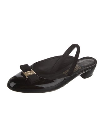 Ferragamo Vara Bow Accent Patent Leather Mules