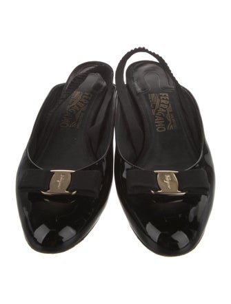 Ferragamo Vara Bow Accent Patent Leather Mules