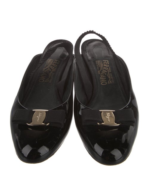 Ferragamo Vara Bow Accent Patent Leather Mules