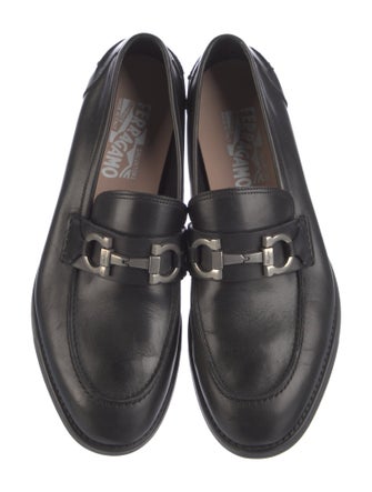 Ferragamo Leather Bow Accents Loafers