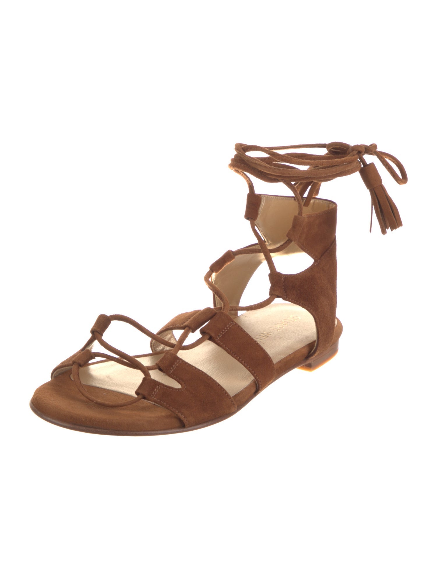 Ferragamo Suede Tassel Accents Gladiator Sandals