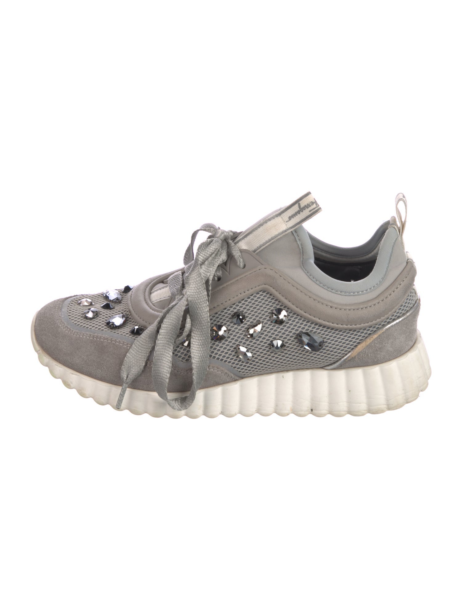 Ferragamo Mesh Crystal Embellishments Sneakers