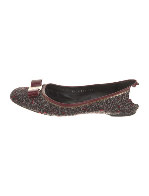 Ferragamo Vara Bow Accent Tweed Slingback Flats