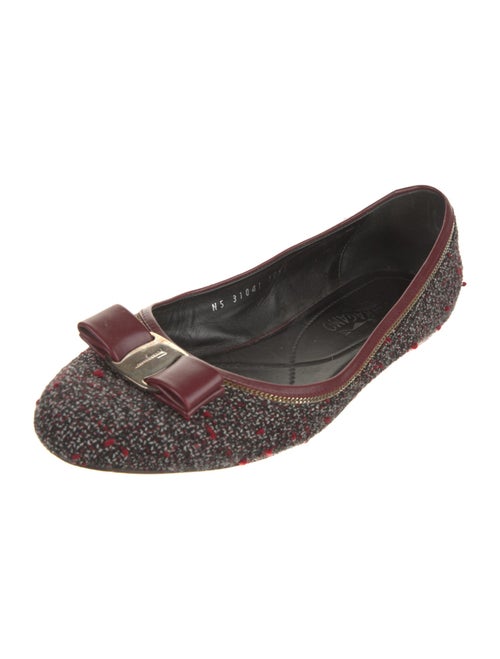 Ferragamo Vara Bow Accent Tweed Slingback Flats