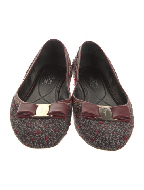 Ferragamo Vara Bow Accent Tweed Slingback Flats