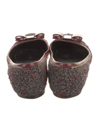 Ferragamo Vara Bow Accent Tweed Slingback Flats