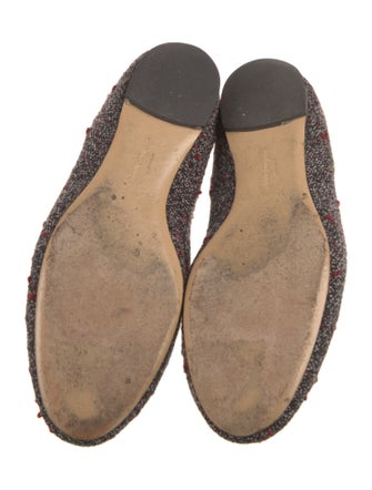 Ferragamo Vara Bow Accent Tweed Slingback Flats