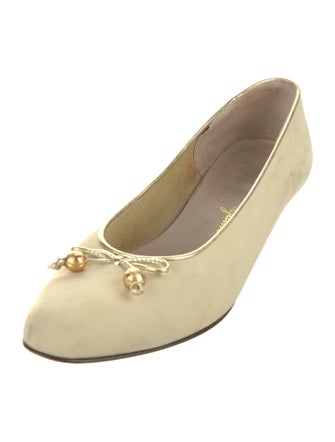 Ferragamo Vara Bow Accent Leather Ballet Flats