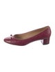 Ferragamo Vara Bow Accent Leather Ballet Flats