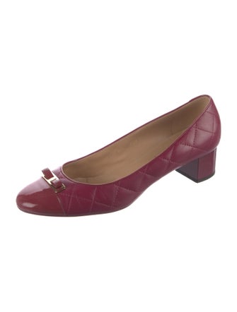 Ferragamo Vara Bow Accent Leather Ballet Flats